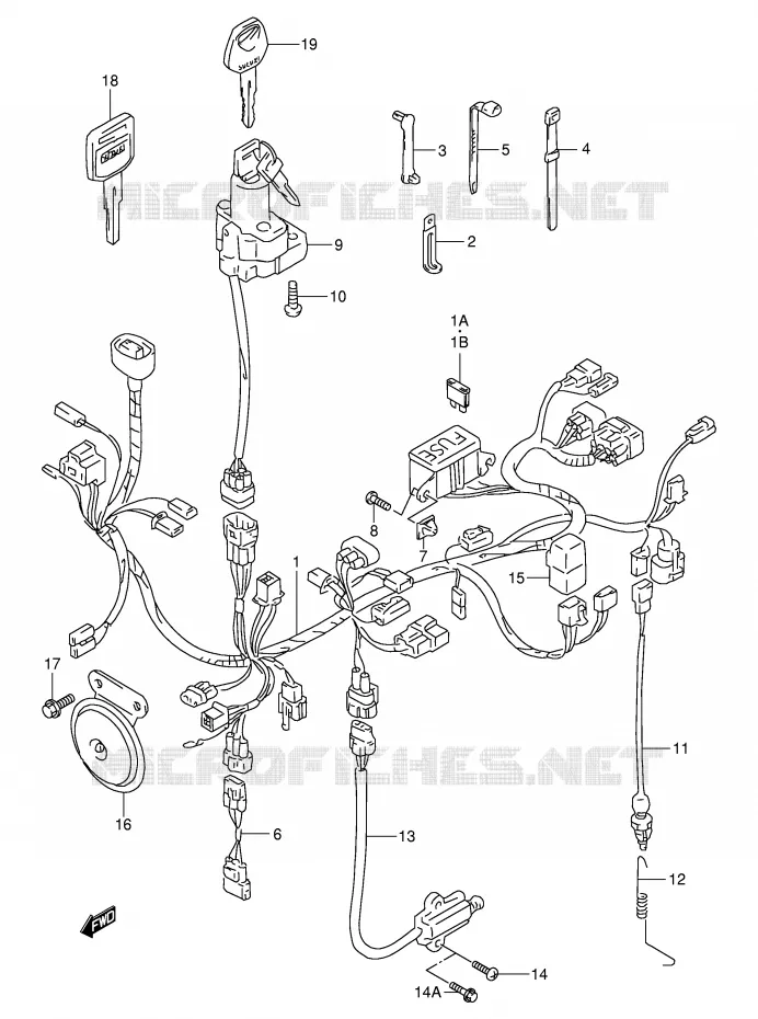 WIRING HARNESS (MODEL V/W/X) Suzuki MOTO 650 FREEWIND 2001  XF650K1(E2)