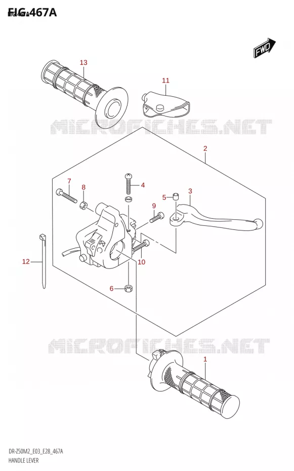LEVERS - HANDGRIPS Suzuki MOTO 50 DR 2022  DR-Z50 2022 M2 (E28)