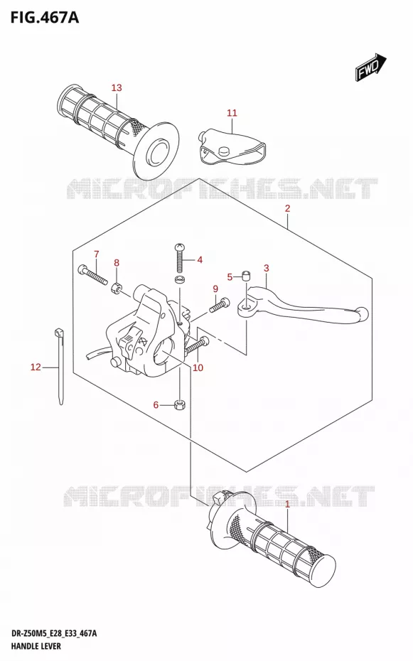 LEVERS - HANDGRIPS Suzuki MOTO 50 DR 2025  DR-Z50 2025 M5 (E28)