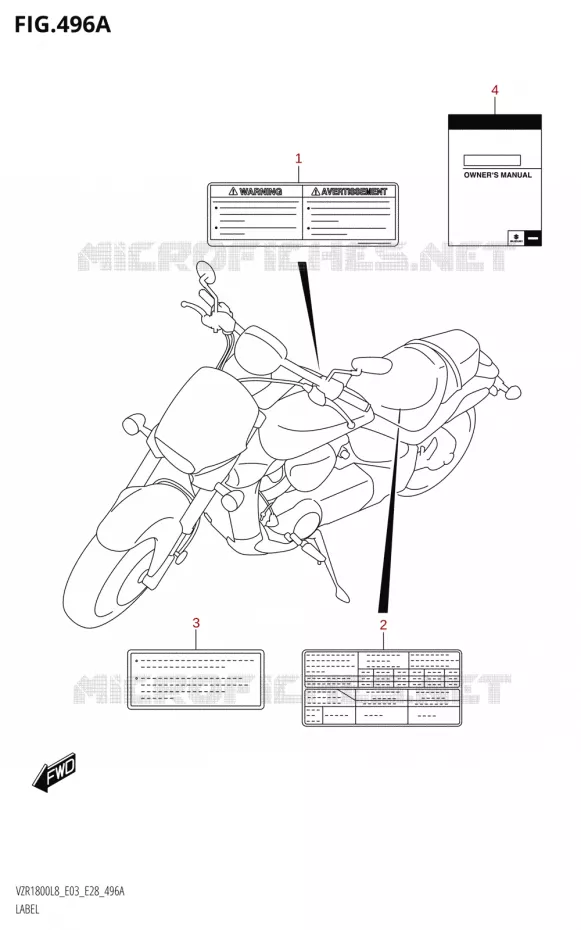 LABEL (VZR1800:L8:E28) Suzuki MOTO 1800 BOULEVARD 2018  VZR1800 2018 L8 (E28)