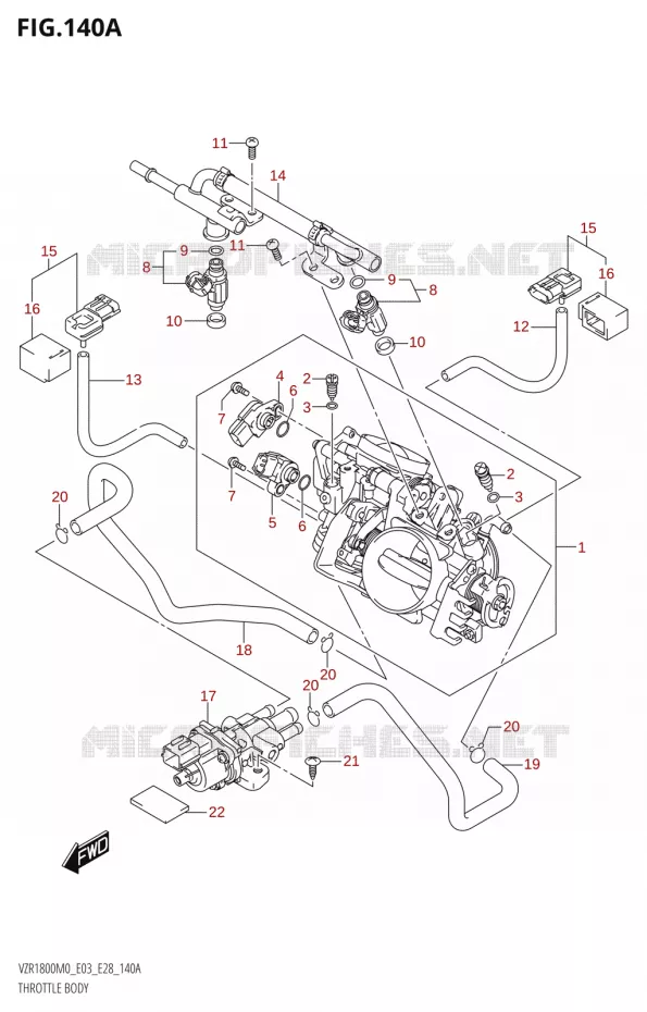 THROTTLE BODY (E03,E28) Suzuki MOTO 1800 BOULEVARD 2020  VZR1800 M0 /​ VZR1800BZ M0 (E03,E28,E33)