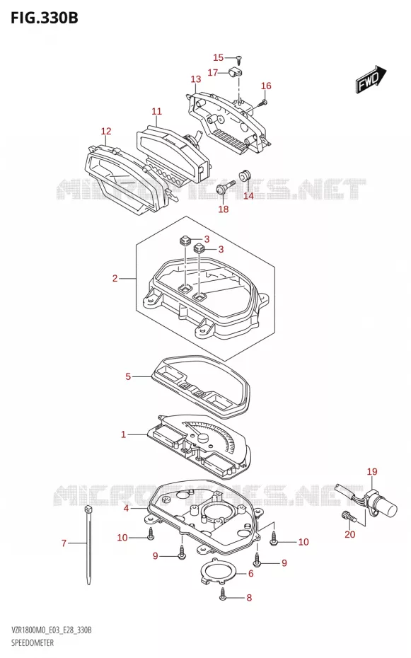 SPEEDOMETER (E03,E33) Suzuki MOTO 1800 BOULEVARD 2020  VZR1800 M0 /​ VZR1800BZ M0 (E03,E28,E33)