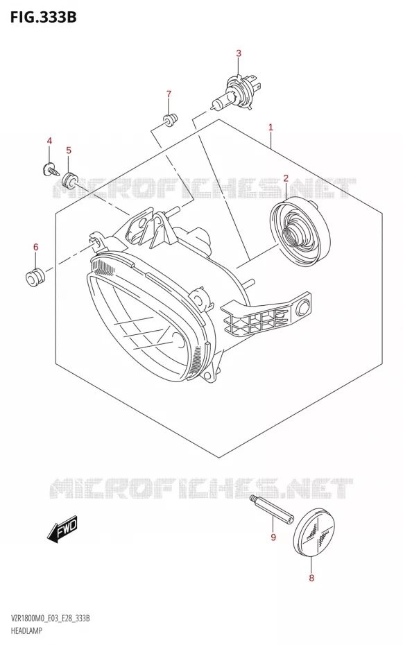 HEADLIGHT Suzuki MOTO 1800 BOULEVARD 2020  VZR1800 M0 /​ VZR1800BZ M0 (E03,E28,E33)