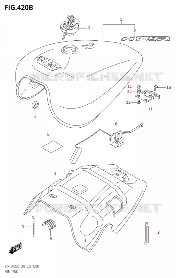 FUEL TANK (VZR1800BZ:E03,E28)(SEE NOTE 1) Suzuki MOTO 1800 BOULEVARD 2020  VZR1800 M0 /​ VZR1800BZ M0 (E03,E28,E33)