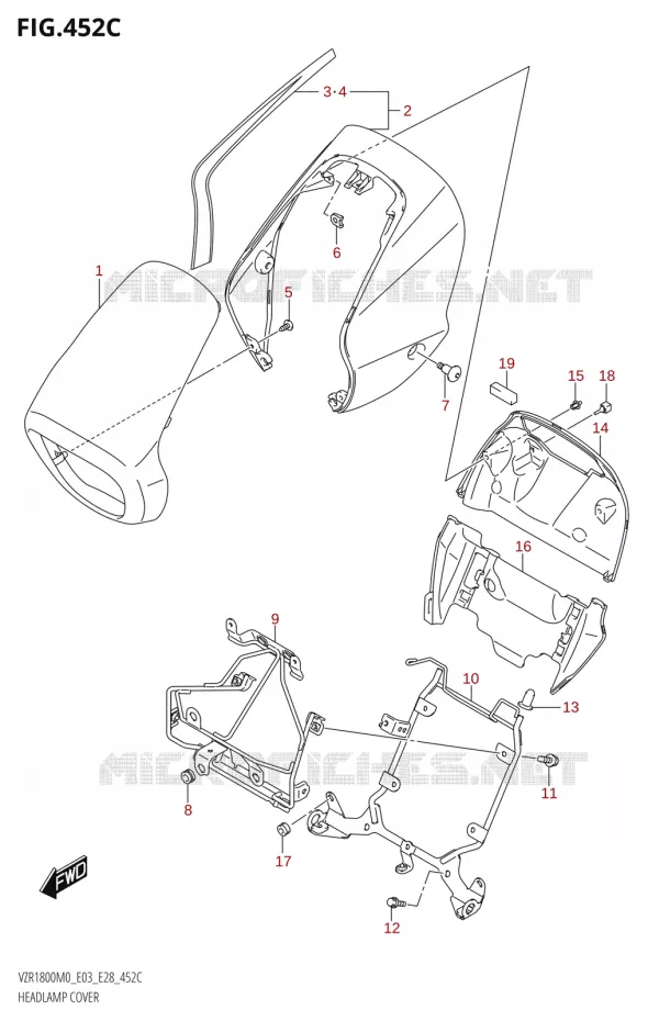 HEADLIGHT FAIRING (VZR1800BZ)(SEE NOTE 1) Suzuki MOTO 1800 BOULEVARD 2020  VZR1800 M0 /​ VZR1800BZ M0 (E03,E28,E33)
