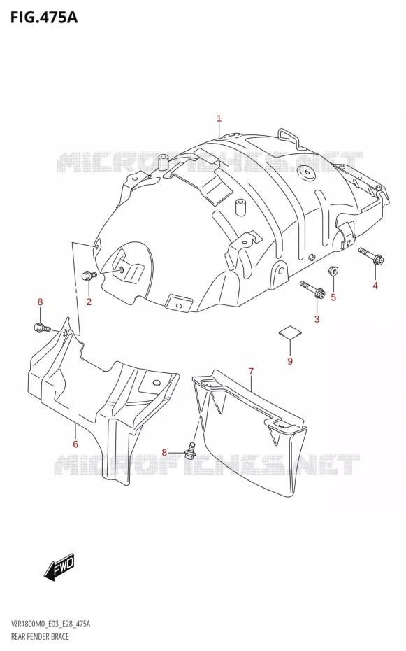 REAR FENDER MOUNT Suzuki MOTO 1800 BOULEVARD 2020  VZR1800 M0 /​ VZR1800BZ M0 (E03,E28,E33)