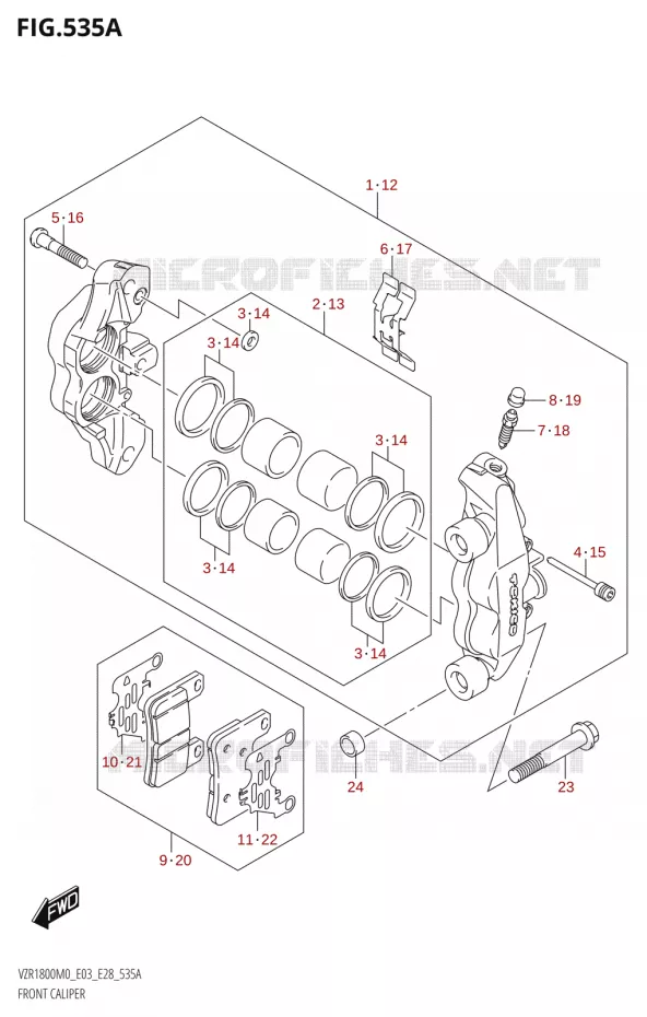 FRONT CALIPER (VZR1800) Suzuki MOTO 1800 BOULEVARD 2020  VZR1800 M0 /​ VZR1800BZ M0 (E03,E28,E33)