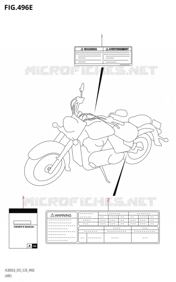 LABEL (VL800T:L8:E28) Suzuki MOTO 800 BOULEVARD 2018  VL800 2018 L8 (E28)