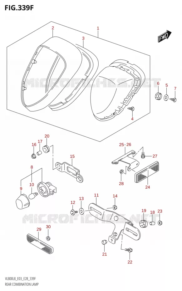 TAIL LIGHT (VL800T:L8:E33) Suzuki MOTO 800 BOULEVARD 2018  VL800 2018 L8 (E28)