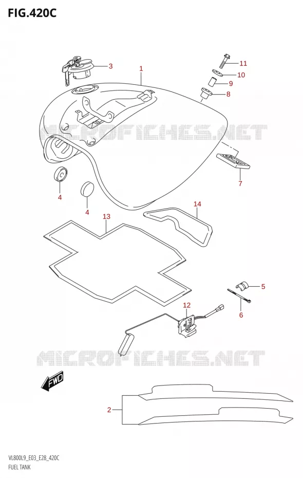 FUEL TANK (VL800:L9:E33) Suzuki MOTO 800 BOULEVARD 2019  VL800 2019 L9 (E28)