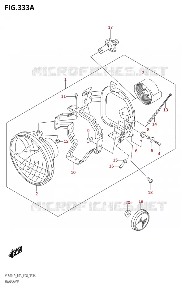 HEADLIGHT Suzuki MOTO 800 BOULEVARD 2019  VL800 2019 L9 (E28)