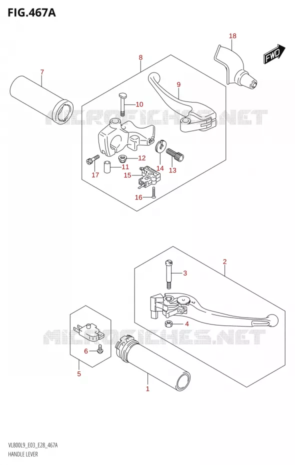 LEVERS - HANDGRIPS Suzuki MOTO 800 BOULEVARD 2019  VL800 2019 L9 (E28)