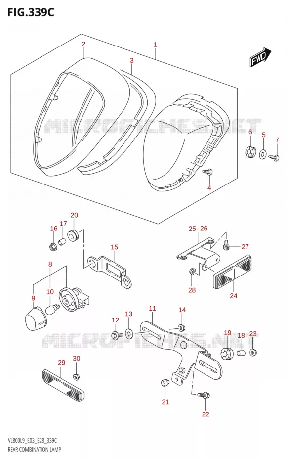 TAIL LIGHT (VL800:L9:E33) Suzuki MOTO 800 BOULEVARD 2019  VL800 2019 L9 (E28)