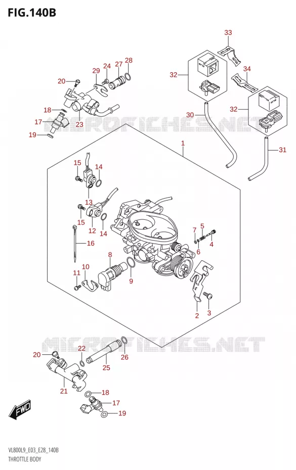 THROTTLE BODY (VL800:L9:E28) Suzuki MOTO 800 BOULEVARD 2019  VL800 2019 L9 (E28)