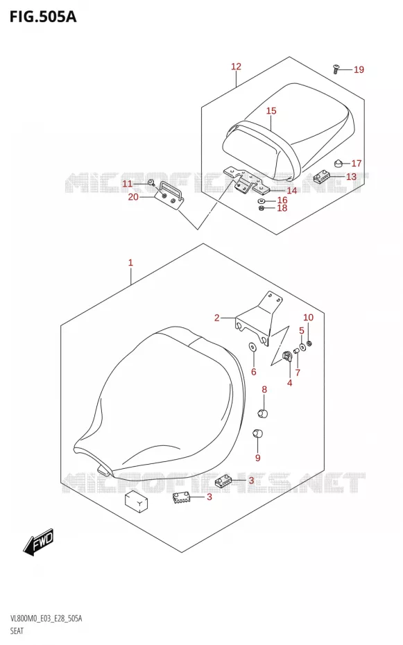 SEAT (VL800) Suzuki MOTO 800 BOULEVARD 2020  VL800 2020 M0 (E28)