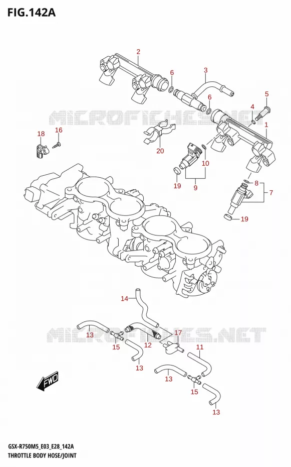 THROTTLE BODY HOSE/JOINT (E03,E28) Suzuki MOTO 750 GSX-R 2025  GSX-R750 2025 M5 (E28)
