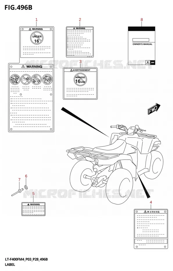 LABEL (LT-F400F:P28) Suzuki QUAD 400 KINGQUAD 2024  LT-F400F 2024 M4 (P28)