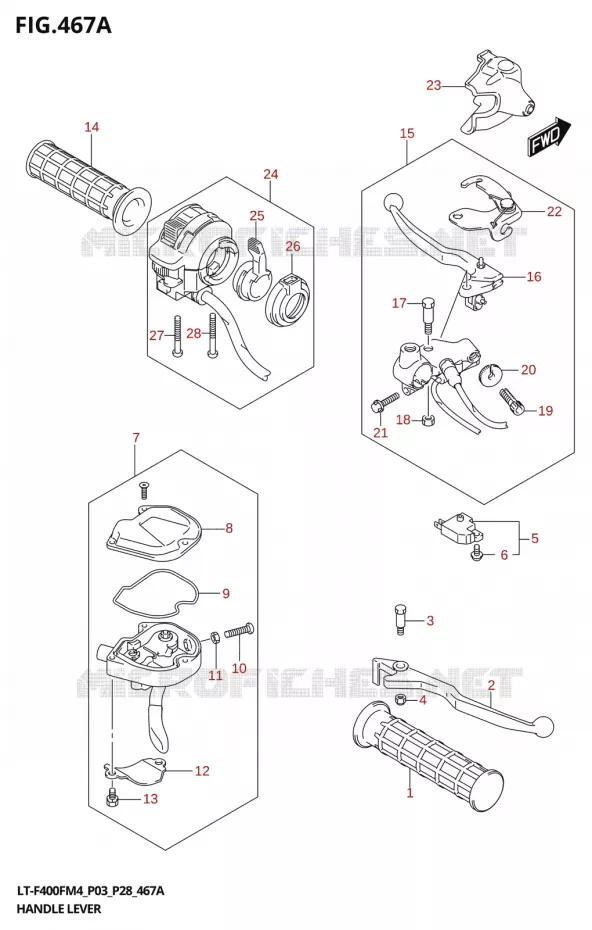 LEVERS - HANDGRIPS Suzuki QUAD 400 KINGQUAD 2024  LT-F400F 2024 M4 (P28)