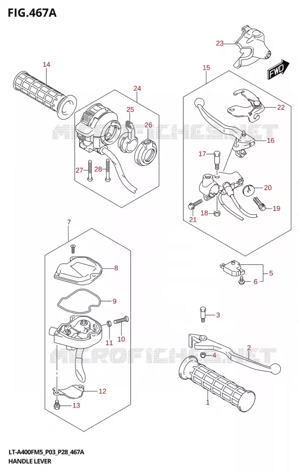 LEVERS - HANDGRIPS Suzuki QUAD 400 KINGQUAD 2025  LT-A400F 2025 M5 (P28)