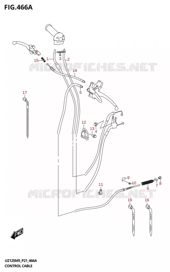 HANDLEBAR - CABLES Suzuki SCOOTER 125 ADDRESS 2025  UZ125M5 P21 2025 M5 (P21)