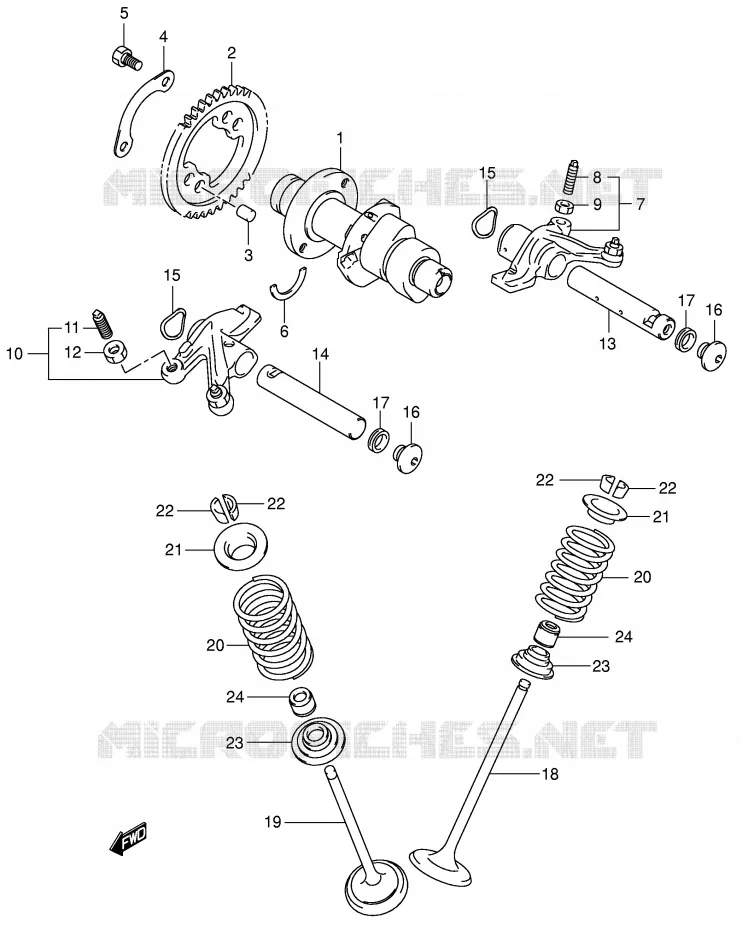 CAM SHAFT - VALVE Suzuki QUAD 500 VINSON 2007  LT-F500FK7(P28/P33)