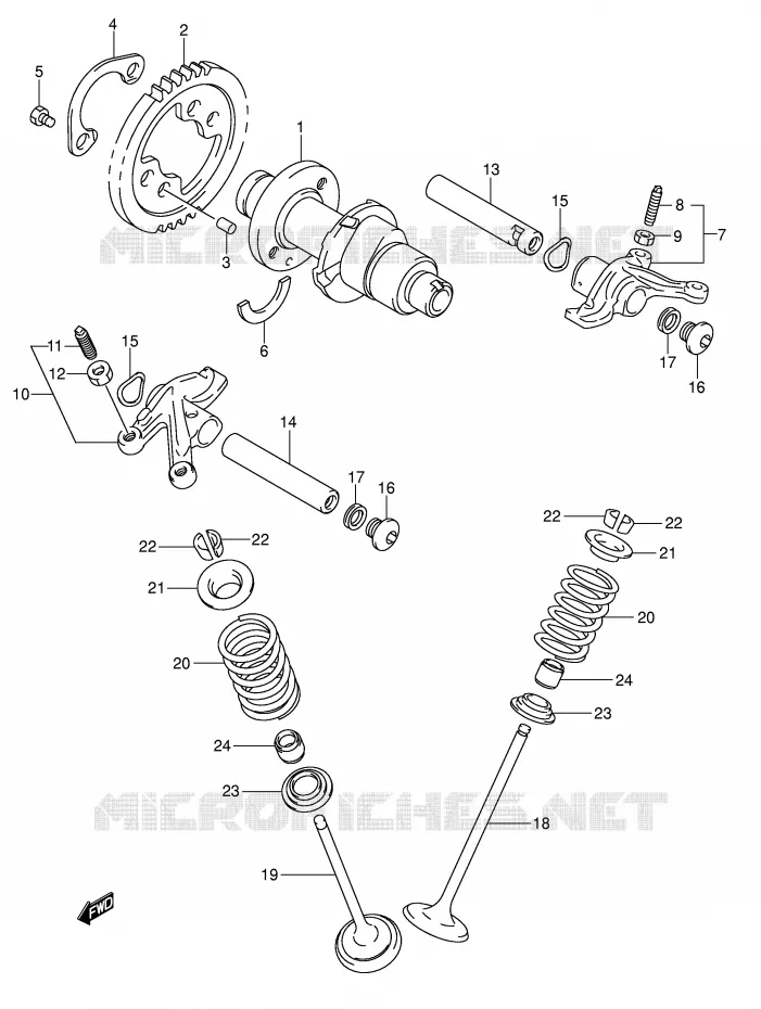 CAM SHAFT/VALVE Suzuki QUAD 500 KINGQUAD 2004  LT-A500FK4(P28/P33)