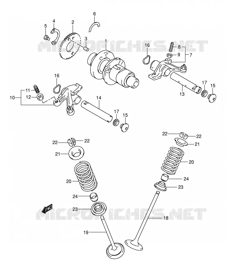 CAMSHAFT - VALVES Suzuki QUAD 400 EIGER 2005  LT-F400FK5(P3/P28)