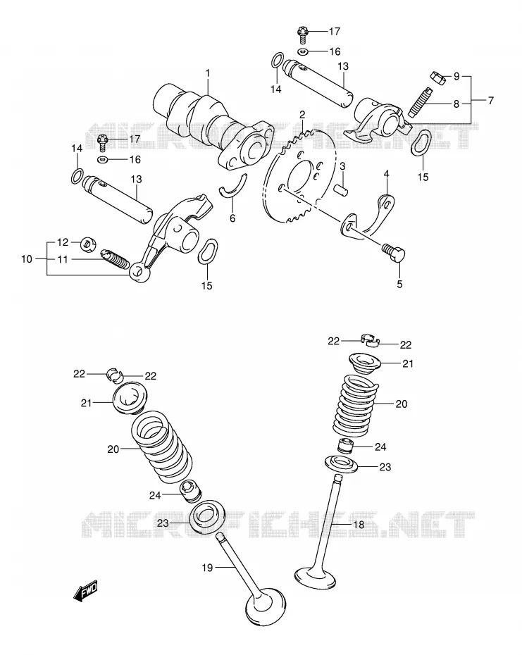 CAMSHAFT/VALVE Suzuki QUAD 250 OZARK 2003  LT-F250K3(E17)