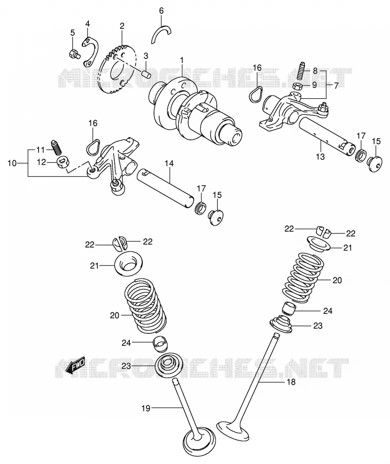 CAMSHAFT/VALVE Suzuki QUAD 400 EIGER 2003  LT-F400K3(P24)