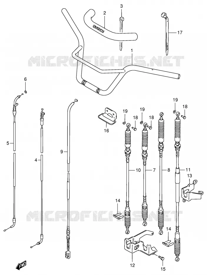 HANDLEBAR - CABLE Suzuki QUAD 250 KINGQUAD 1998  LT-F4WDW(E28)