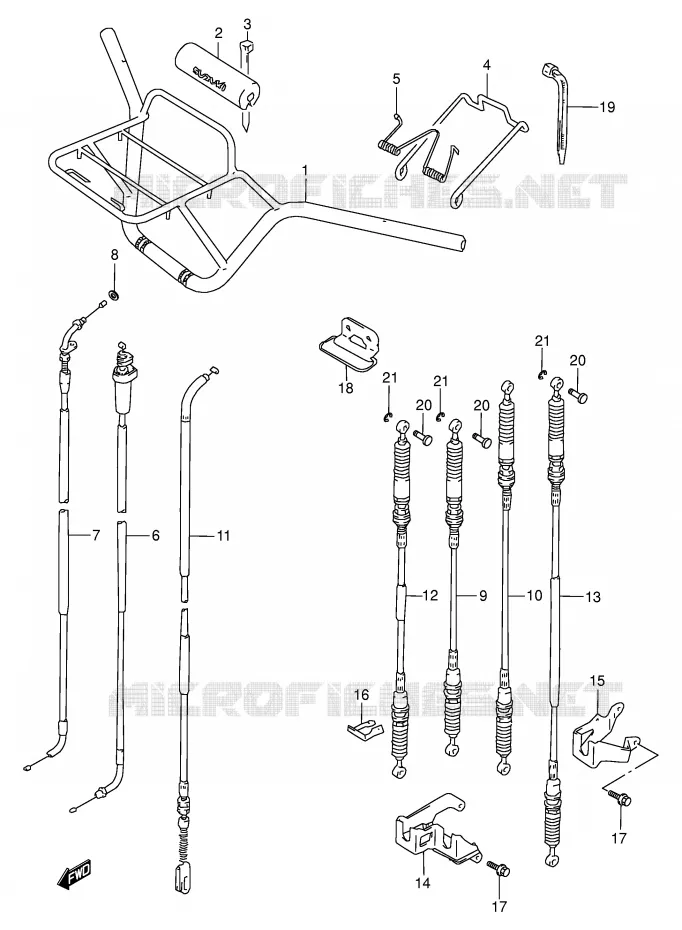 HANDLEBAR - CABLE Suzuki QUAD 300 KINGQUAD 1997  LT-F4WDXV(E17)