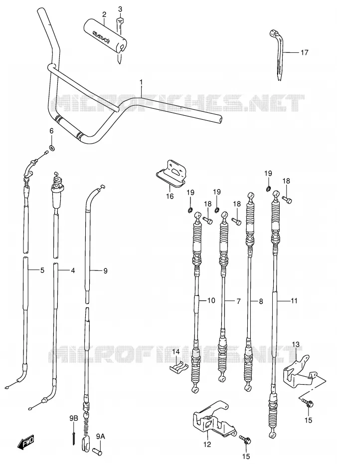 HANDLEBAR - CABLE Suzuki QUAD 300 KINGQUAD 2004  LT-F300FK4(E3/E28)