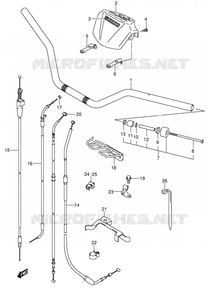 HANDLEBAR (MODEL K4) Suzuki QUAD 400 QUADSPORT 2007  LT-Z400K7(E19)
