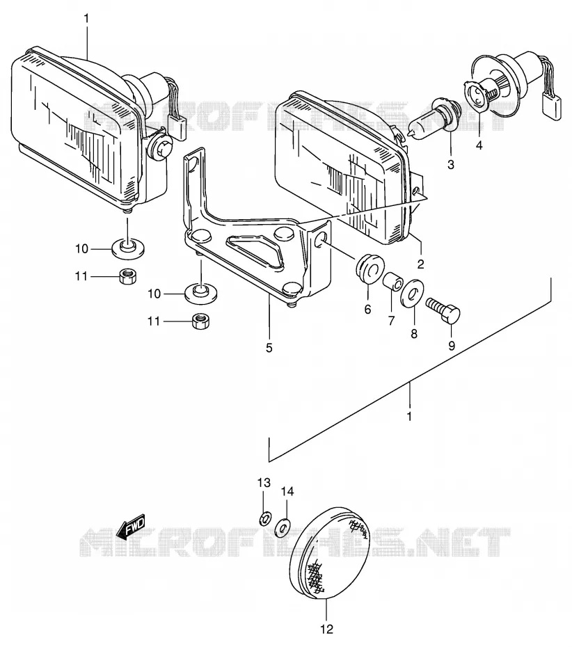 HEADLIGHT (MODEL V/W) Suzuki QUAD 250 KINGQUAD 1996  LT-F4WDT(E28)