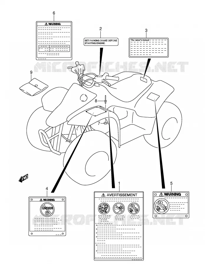 LABEL (MODEL K2/K3) Suzuki QUAD 50 MINIQUAD-SPORT 2003  LT-A50K3(P2)
