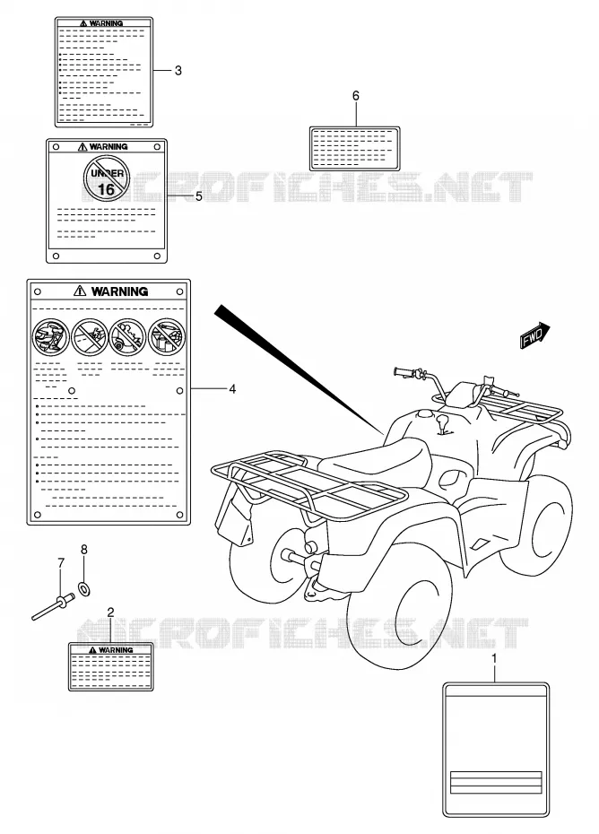 LABEL (MODEL K3) Suzuki QUAD 400 EIGER 2004  LT-F400K4(P3/P28)