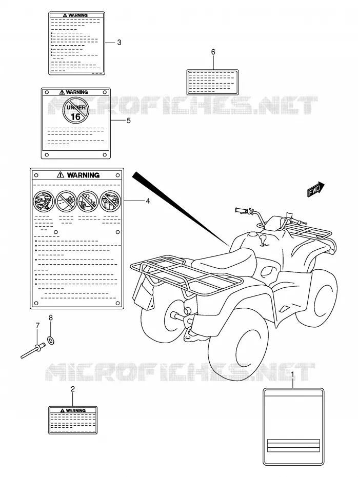 LABEL (MODEL K3) Suzuki QUAD 400 EIGER 2005  LT-F400FK5(P3/P28)