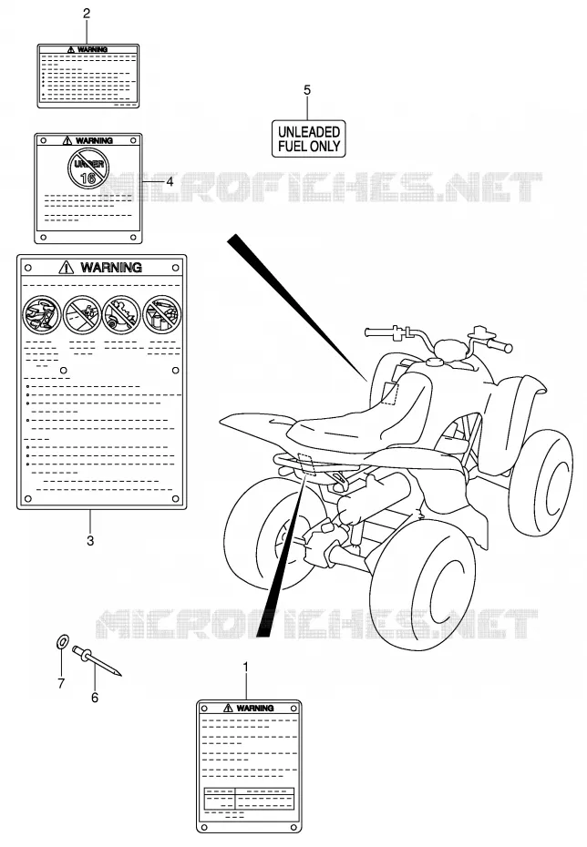 LABEL (MODEL K4/K5/K6/K7) Suzuki QUAD 250 QUADSPORT 2004  LT-Z250K4(E19)