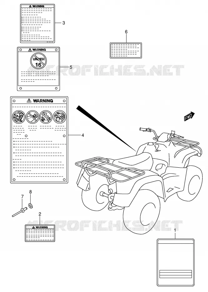 LABEL (MODEL K4/K5/K6/K7) Suzuki QUAD 400 EIGER 2003  LT-A400FK3(P3/P28)