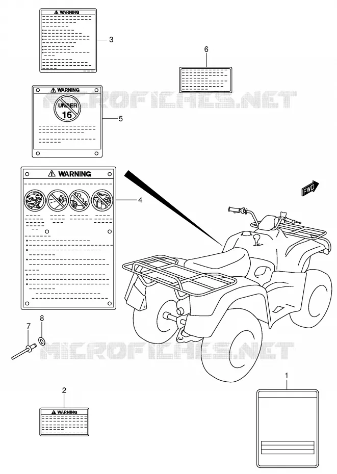 LABEL (MODEL K4/K5/K6/K7) Suzuki QUAD 400 EIGER 2004  LT-F400FK4(P3/P28)