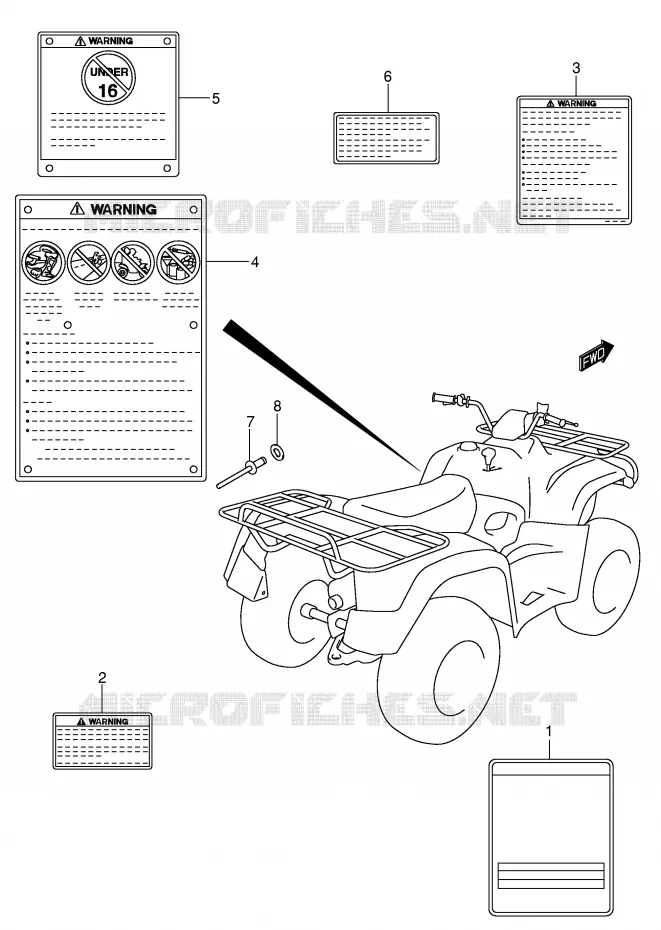 LABEL (MODEL K4/K5/K6/K7) Suzuki QUAD 400 EIGER 2007  LT-A400K7(P3/P28)