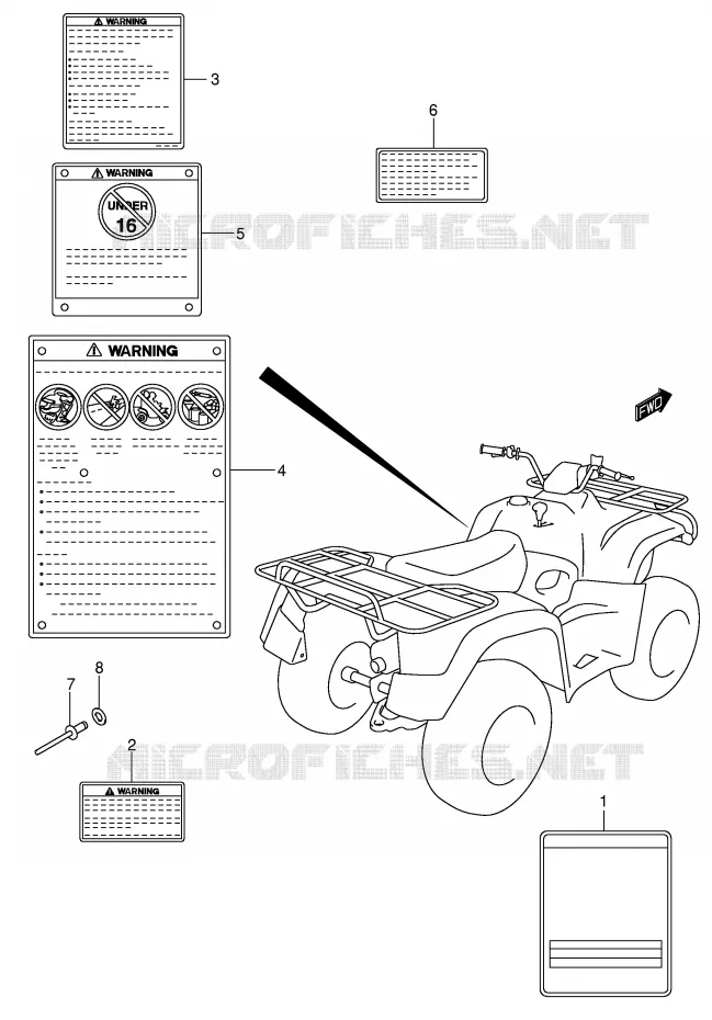 LABEL (MODEL K4/K5/K6/K7) Suzuki QUAD 400 EIGER 2007  LT-F400K7(P3/P28)