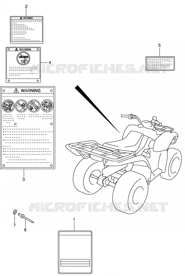 LABEL (MODEL K4/K5/K6) Suzuki QUAD 250 OZARK 2002  LT-F250K2(E3/E28)