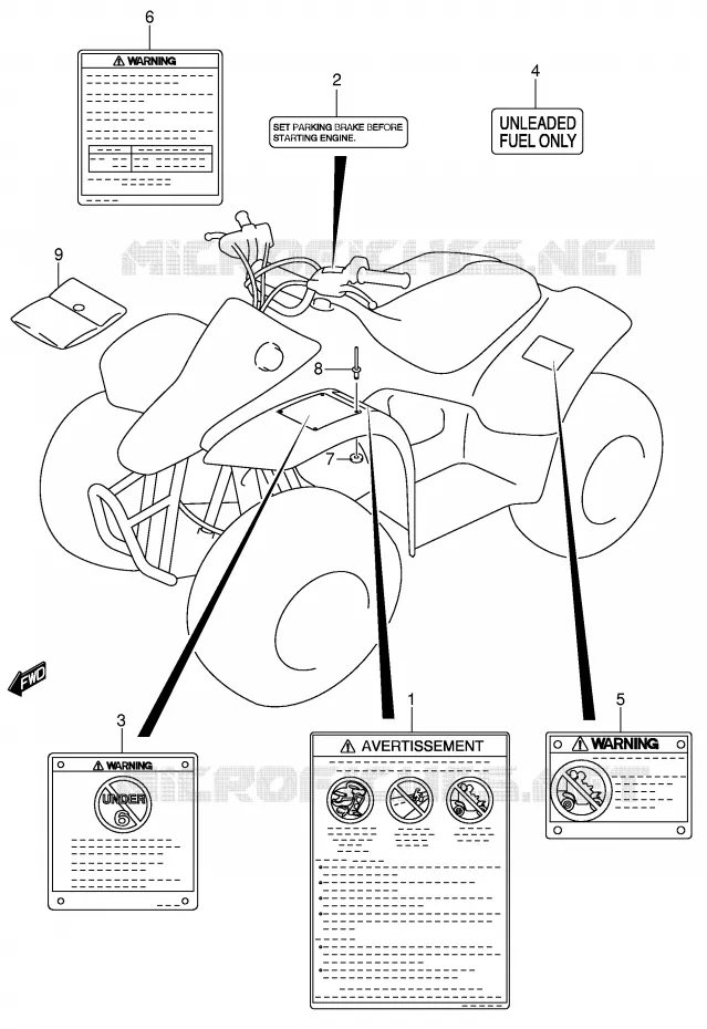 LABEL (MODEL K4/K5) Suzuki QUAD 50 MINIQUAD-SPORT 2004  LT-A50K4(P2)