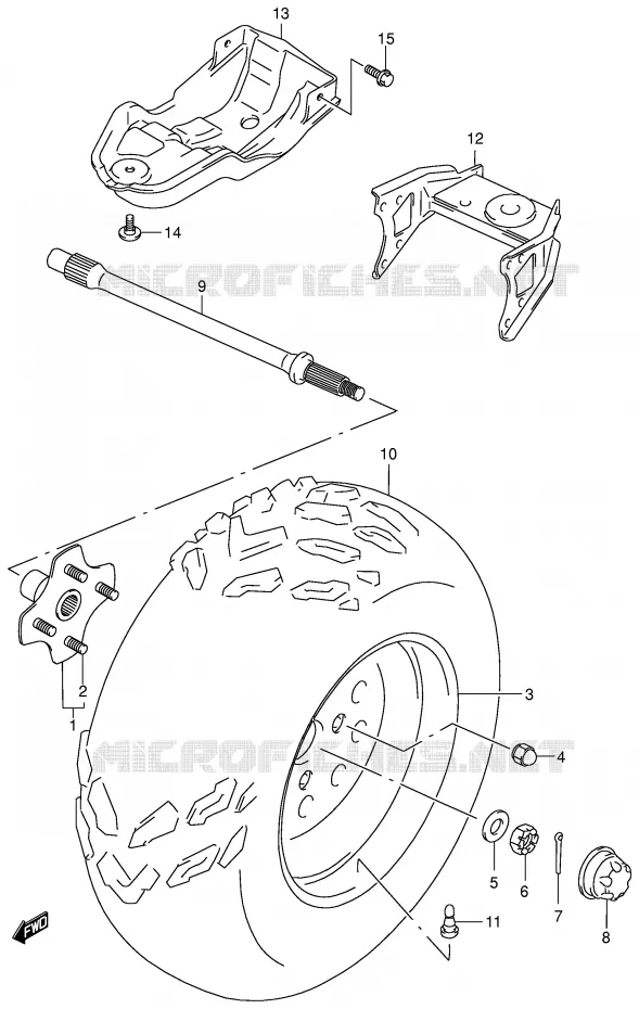 LEFT HAND REAR WHEEL (MODEL K1/K2) Suzuki QUAD 500 VINSON 2002  LT-F500FK2(E3/E28)