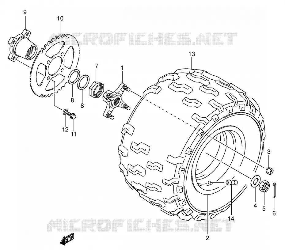 LEFT HAND REAR WHEEL (MODEL K4) Suzuki QUAD 400 QUADSPORT 2006  LT-Z400K6(E19)