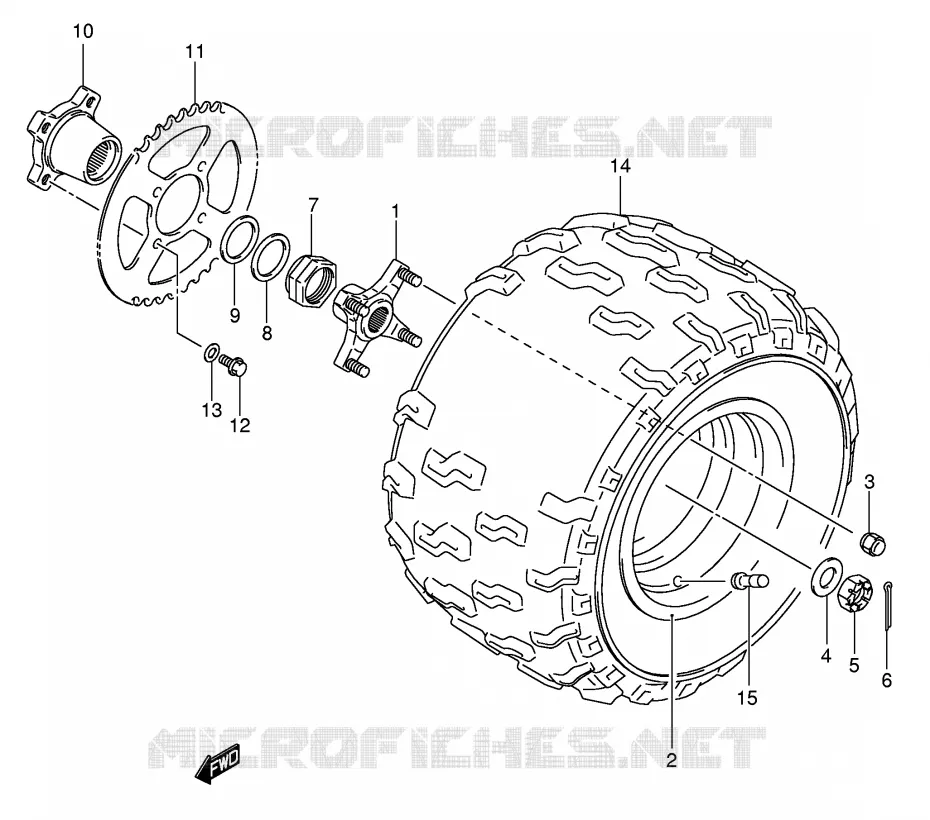 LEFT HAND REAR WHEEL (MODEL K5/K6/K7) Suzuki QUAD 400 QUADSPORT 2004  LT-Z400K4(E19)