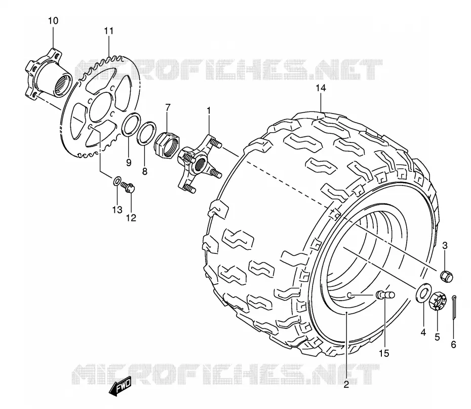 LEFT HAND REAR WHEEL (MODEL K5/K6/K7) Suzuki QUAD 400 QUADSPORT 2004  LT-Z400K4(E3/E28)