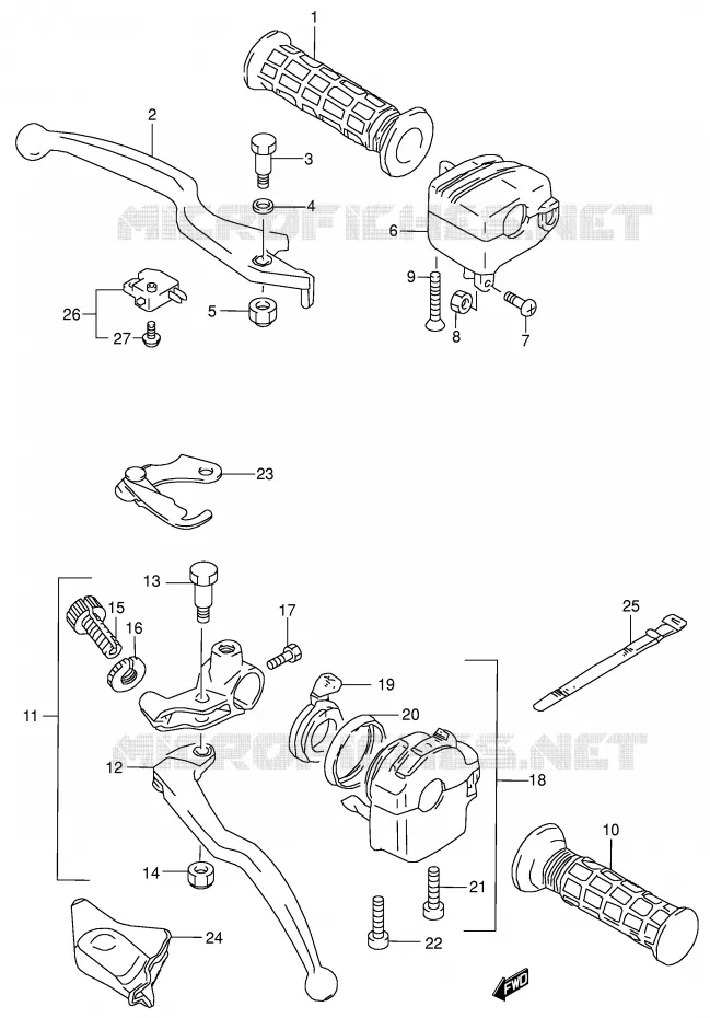 LEVERS - HANDGRIPS (MODEL K2/K4) Suzuki QUAD 300 KINGQUAD 1999  LT-F300FX(E3/E28)