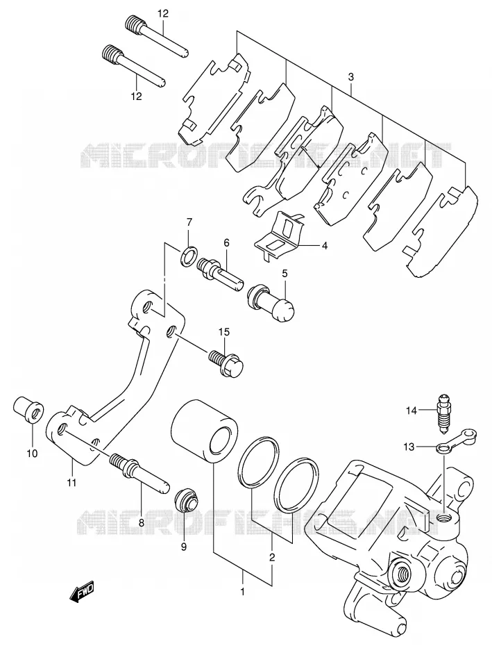 REAR CALIPER (MODEL K2) Suzuki QUAD 500 VINSON 2002  LT-A500FK2(E3/E28)